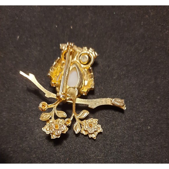 Alice Caviness 1960 Gold Tone Red Glass Eyes, Black Beak, White Glass Body Wings - Picture 6 of 7